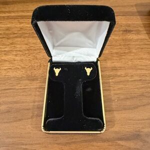 14K Gold Bull Head Stud Earrings